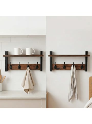 relaxdays 2 x Wandgarderobe in Braun - (B)40 x (H)19,5 x (T)11 cm