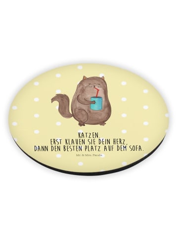 Mr. & Mrs. Panda Rund Magnet Katze Dose mit Spruch in Gelb Pastell