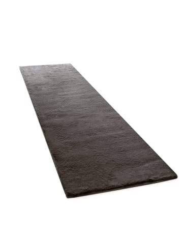 KADIMA DESIGN Hochflor Teppich Unifarben schmutzabweisend in Dunkelgrau