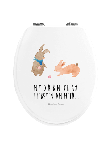 Mr. & Mrs. Panda Klobrille Hasen Muschel mit Spruch in Weiß