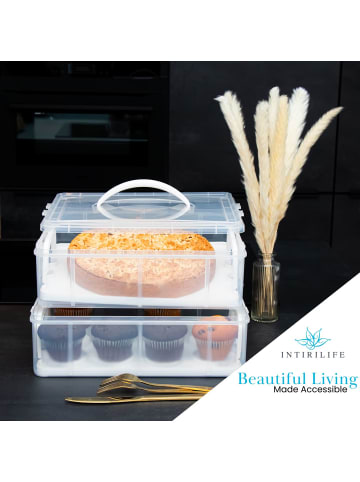 Intirilife Transportbox Behälter für Kuchen und Cupcakes 36.1 x 26.1 x 21.2 cm in Weiß