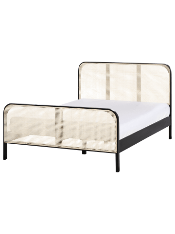 Beliani Doppelbett GONFARON in Schwarz/Braun - (W) 146 x (H) 108 x (L) 209 cm