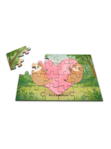 Mr. & Mrs. Panda Puzzle Faultiere Herz Design ohne Spruch in Weiß
