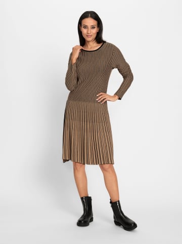 Heine Strickkleid in camel-schwarz-gestreift