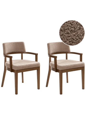 Beliani 2er-Set Esszimmerstuhl DALBO in Beige/Braun