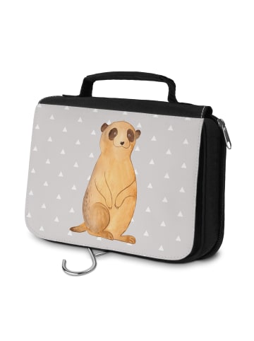 Mr. & Mrs. Panda Schminktasche Erdmännchen ohne Spruch in Grau Pastell