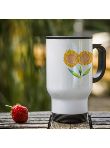 Mr. & Mrs. Panda Kaffeebecher Blume Sonnenblume ohne Spruch in Weiß