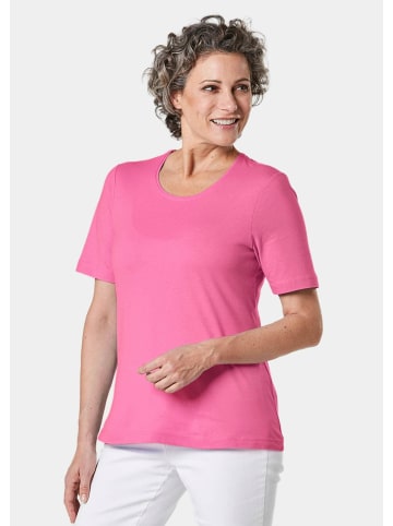 GOLDNER Kurzgröße:  T-Shirt Basic Baumwollshirt mit kurzem Arm in pink