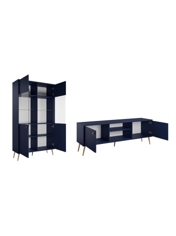 Feldmann-Wohnen Wohnzimmer-Set 2-teilig Rose marineblau 261,5 / 40,5 / 191cm