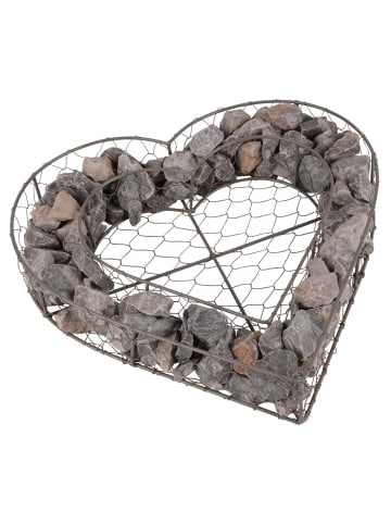 UNUS Herz Gitter Gabione mit Steinen zum Bepflanzen in Grau