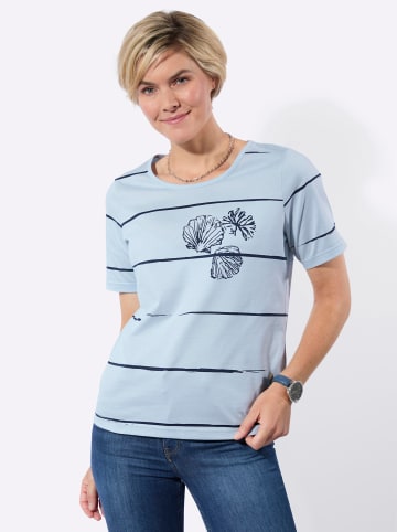 WITT WEIDEN Halbarmshirt in hellblau-marine-bedruckt