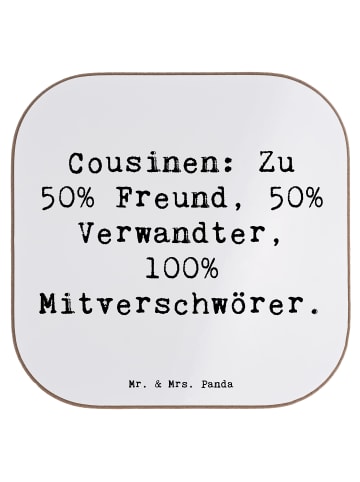 Mr. & Mrs. Panda Untersetzer Cousin Mitverschwörer mit Spruch in Weiß