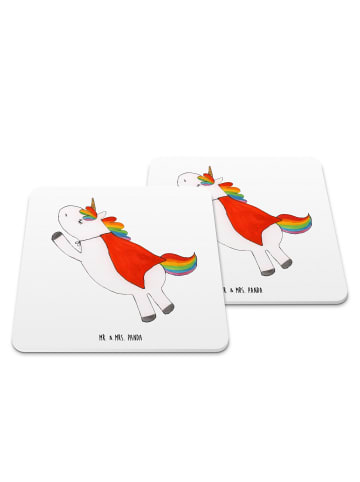 Mr. & Mrs. Panda Untersetzer Set Einhorn Super ohne Spruch in Weiß