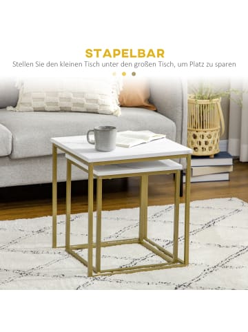 HOMCOM Couchtisch Set-45L x 45B x 50H cm-Weiß