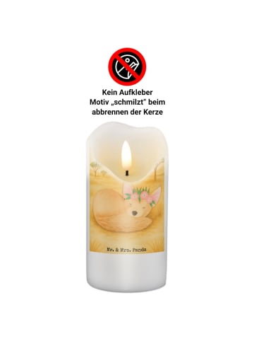 Mr. & Mrs. Panda Kerze Wüstenfuchs Blumen Design mit Spruch in Weiß