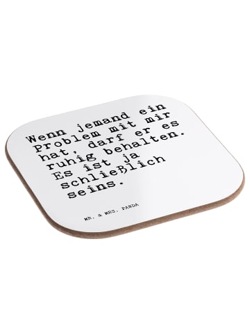 Mr. & Mrs. Panda Holzuntersetzer Wenn jemand ein Problem... mit ... in Weiß