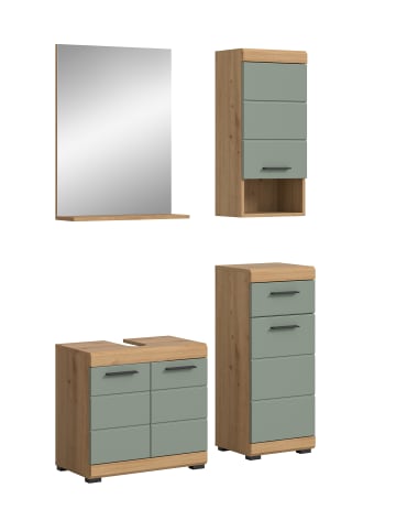 xonox.home Badkombination in Artisan Eiche/Salbei - (B) 112 x (H) 191 x (T) 34