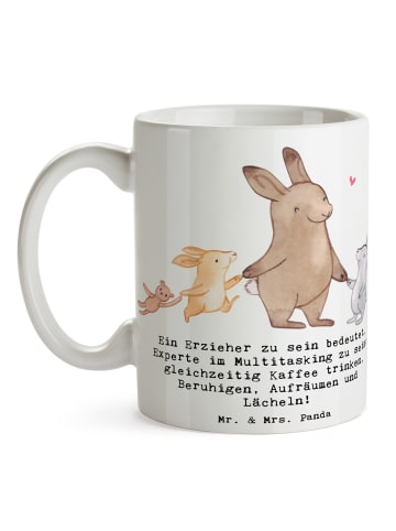 Mr. & Mrs. Panda Geschenktasse Multitasking Erzieher mit Spruch in Weiß