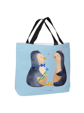 Mr. & Mrs. Panda Tasche Pinguin Pärchen ohne Spruch in Eisblau