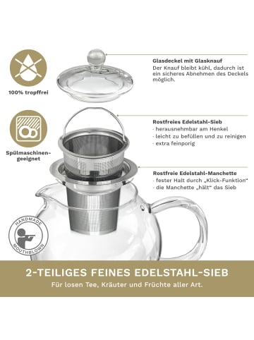 Creano Teekanne "Schnabel 1,7L" aus hitzebeständigem Glas