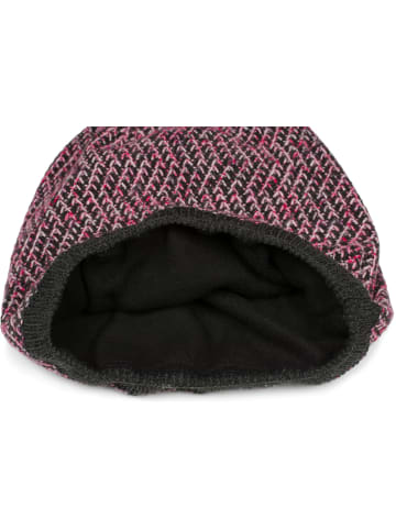 styleBREAKER Strick Beanie Mütze in Dunkelgrau-Pink