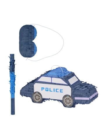 relaxdays 3-tlg. Pinata Set "Polizei" in Blau