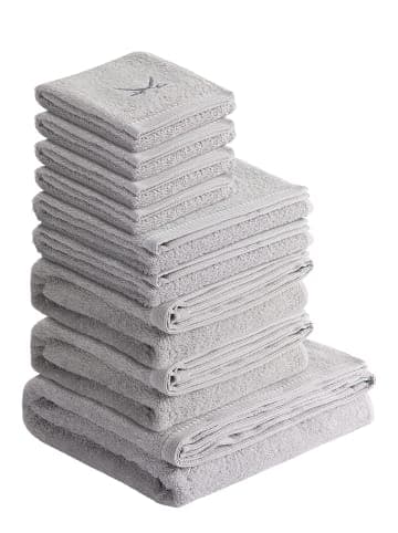 Sansibar 9-teiliges Set: Handtuch Frottier-Serie "Classic" in Silber