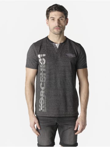 KOROSHI Henley cotton bedrucktes fancy t-shirt in Schwarz