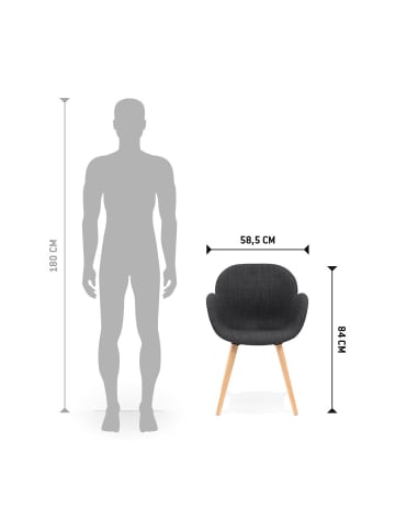 KADIMA DESIGN Stuhl Holzbeine, Polsterung, Armlehnen, Esszimmer, Designsessel in Anthrazit