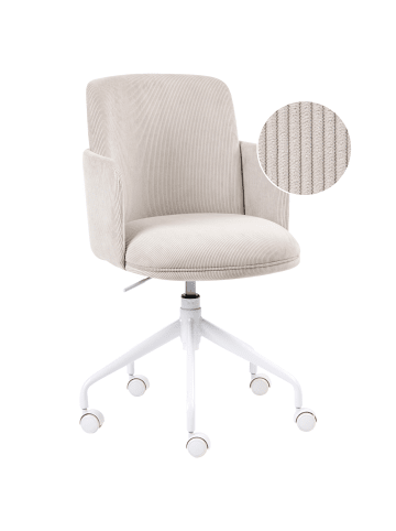 Beliani Bürostuhl DRYDEN in Beige/Weiß - (W) 60 x (H) 84 x (L) 60 cm