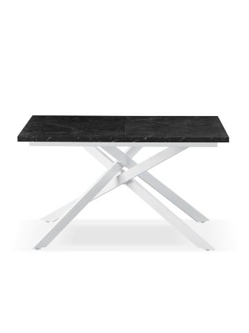 B&D Home Ausziehstisch LARS in Marmor-Schwarz - (B)120-160 x (H)76 x (T)80 cm