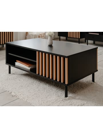 Furn.Design Couchtisch schwarz, Eiche 110 cm, Wohnzimmertisch mit Stauraum