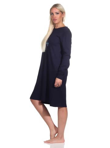NORMANN langarm Nachthemd Bündchen interlock - 76407 in marine