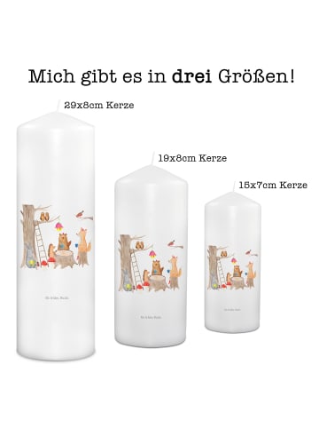 Mr. & Mrs. Panda Wachskerze Waldtiere Picknick mit Spruch in Weiß