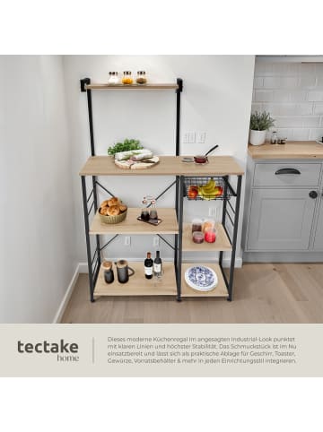 tectake Küchenregal Crawley 90 x 40 x 131,5 cm, Industrial Holz hell, Eiche Sonoma