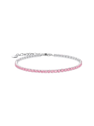 Thomas Sabo Tennisarmband Mit Pinkfarbenen Steinen in silber, pink