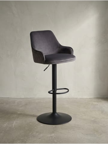 KADIMA DESIGN Barhocker Samt Hocker mit Lehne 86 - 106 cm, Küchenhocker in Grau