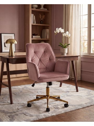 Beliani Bürostuhl CELARA in Rosa/Gold/Schwarz - (W) 60 x (H) 87 x (L) 60 cm