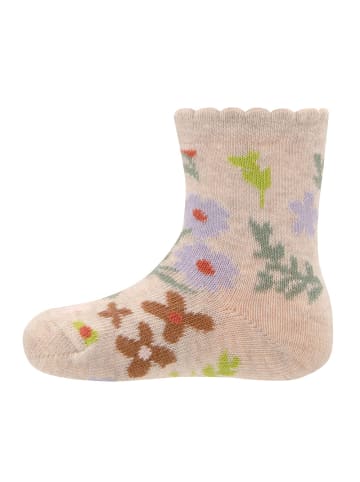 ewers 2er-Set Socken 2er Pack GOTS Blümchen/Pilz in beige meliert