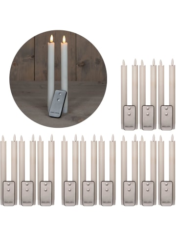 Novaliv LED Stabkerzen 24 Stück ECHTWACHS WEISS - mit Timer Funktion 6 Stunden in Weiß