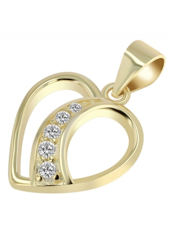 Adeliás Damen Anhänger Herz aus 925 Silber mit Zirkonia in gold