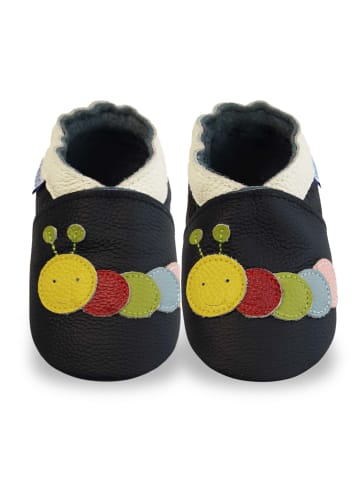 Yalion Leder-Krabbelschuhe "Raupe" in Schwarz