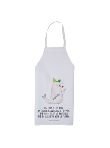 Mr. & Mrs. Panda Kochschürze Robbe Sherlock mit Spruch in Weiß