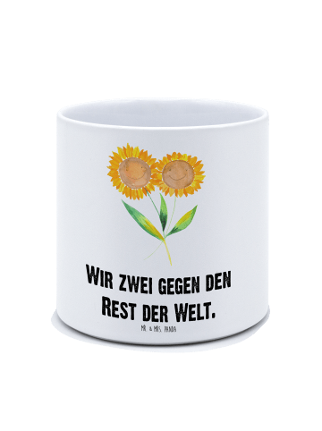 Mr. & Mrs. Panda XL Blumentopf Blume Sonnenblume mit Spruch in Weiß