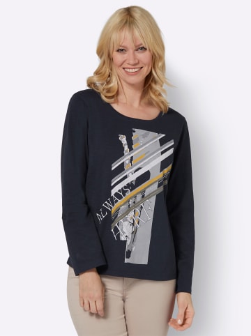 WITT WEIDEN Shirt in marine-weiß-bedruckt