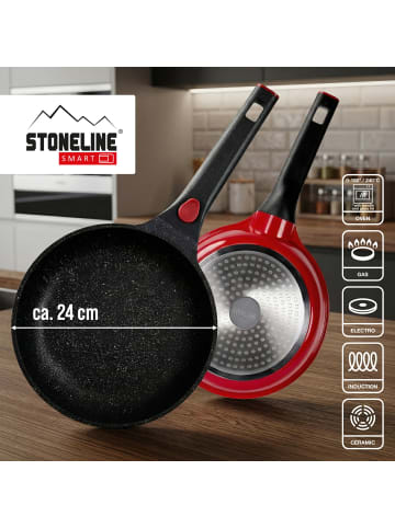 Stoneline SMART Bratpfanne 24 cm, abnehmbarer Griff in Rot