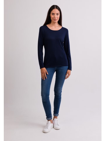 CASH-MERE.CH Rundhals Pullover in Marine Blau