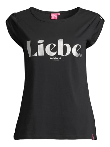 Salzhaut Rundhals T-Shirt für Damen in schwarz