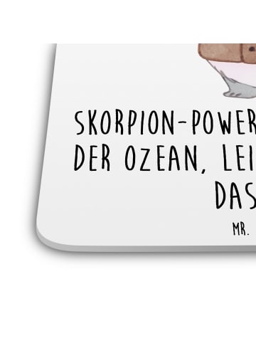Mr. & Mrs. Panda Tischuntersetzer Skorpion Astrologie mit Spruch in Weiß