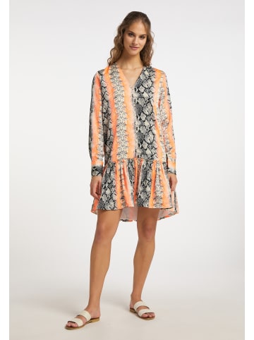 IZIA Damen Kleid Mit Reptilprint in Orange Mehrfarbig